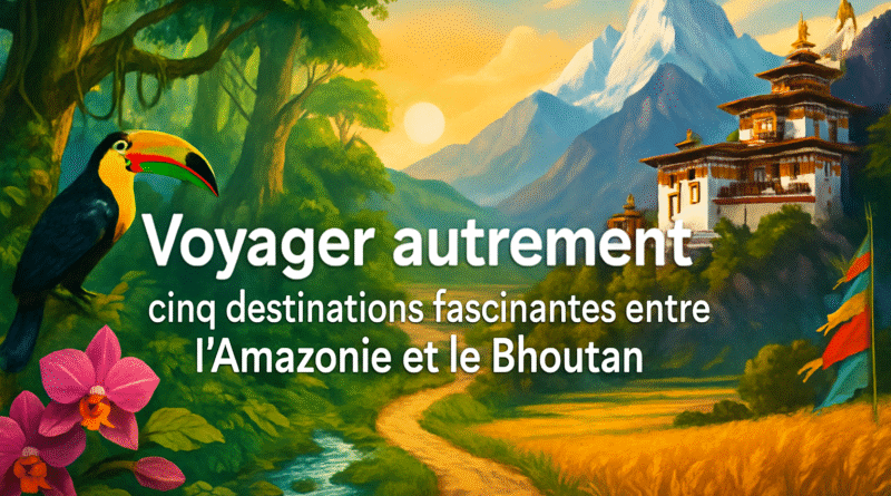découvrez une nouvelle façon de voyager avec notre sélection de cinq destinations fascinantes, de l’amazonie jusqu’au bhoutan. explorez des lieux uniques et authentiques pour des expériences inoubliables hors des sentiers battus.
